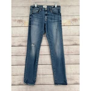 FRAME Denim L'Homme Slim Jeans Men's 31 Blue Medium Wash Distressed Stretch